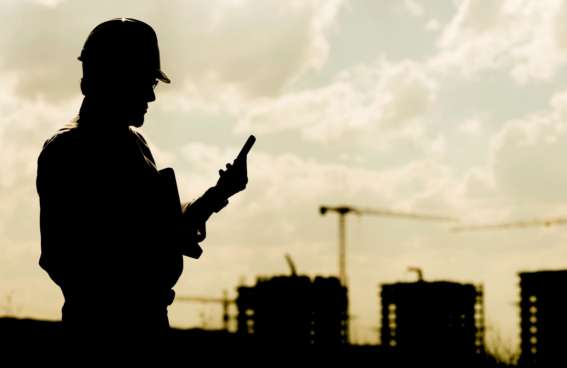 Construction worker on industrial site